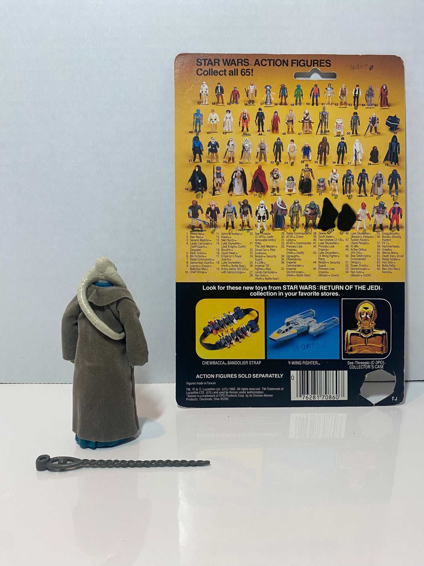 Vintage Star Wars Bib Fortuna Cardback complete with Figure and accessories